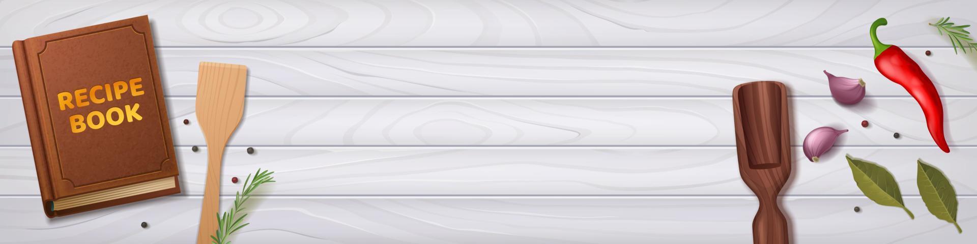 Recipes website banner with recipe book